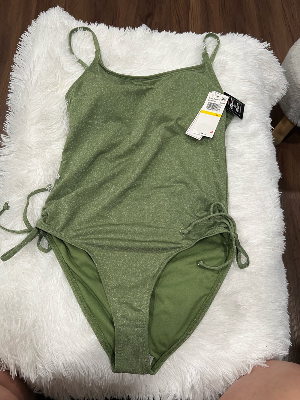 Salt + Cove Olive Green Girls' One-Piece Swimsuit with Side Ties